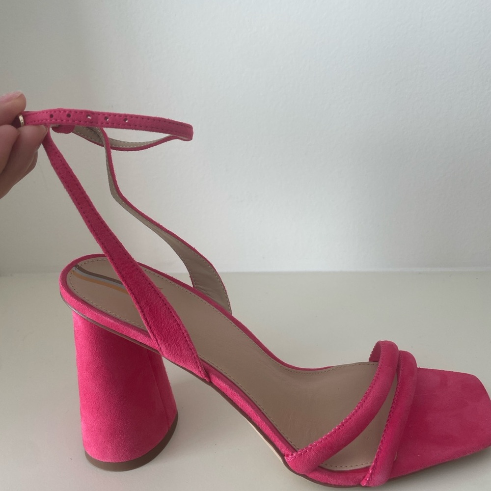 Sam Edelman Pink Suede Block Heel Sandals